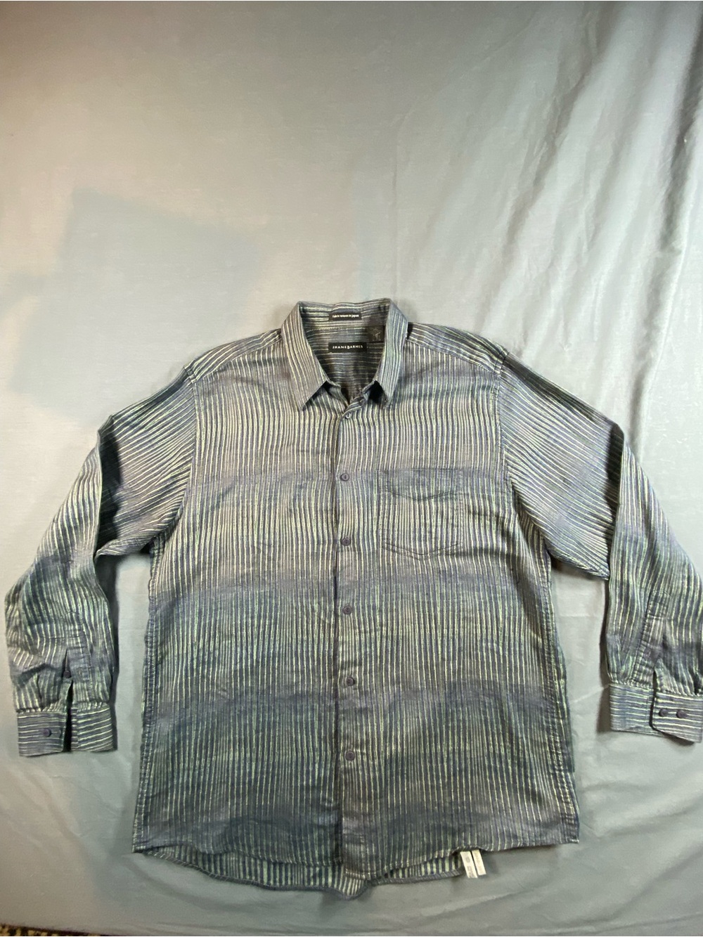 Vintage Jhane Barns Men's Long-Sleeve Striped Button-Up Shirt - Blue Gray